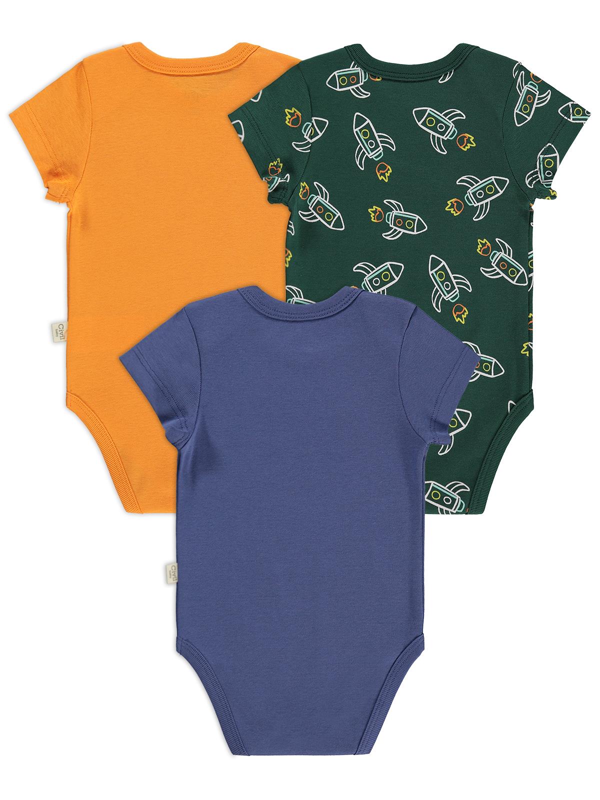 Civil Baby Roket Empirmeli 3 Lü 0-36 Ay Çıtçıtlı Badi - Yeşil