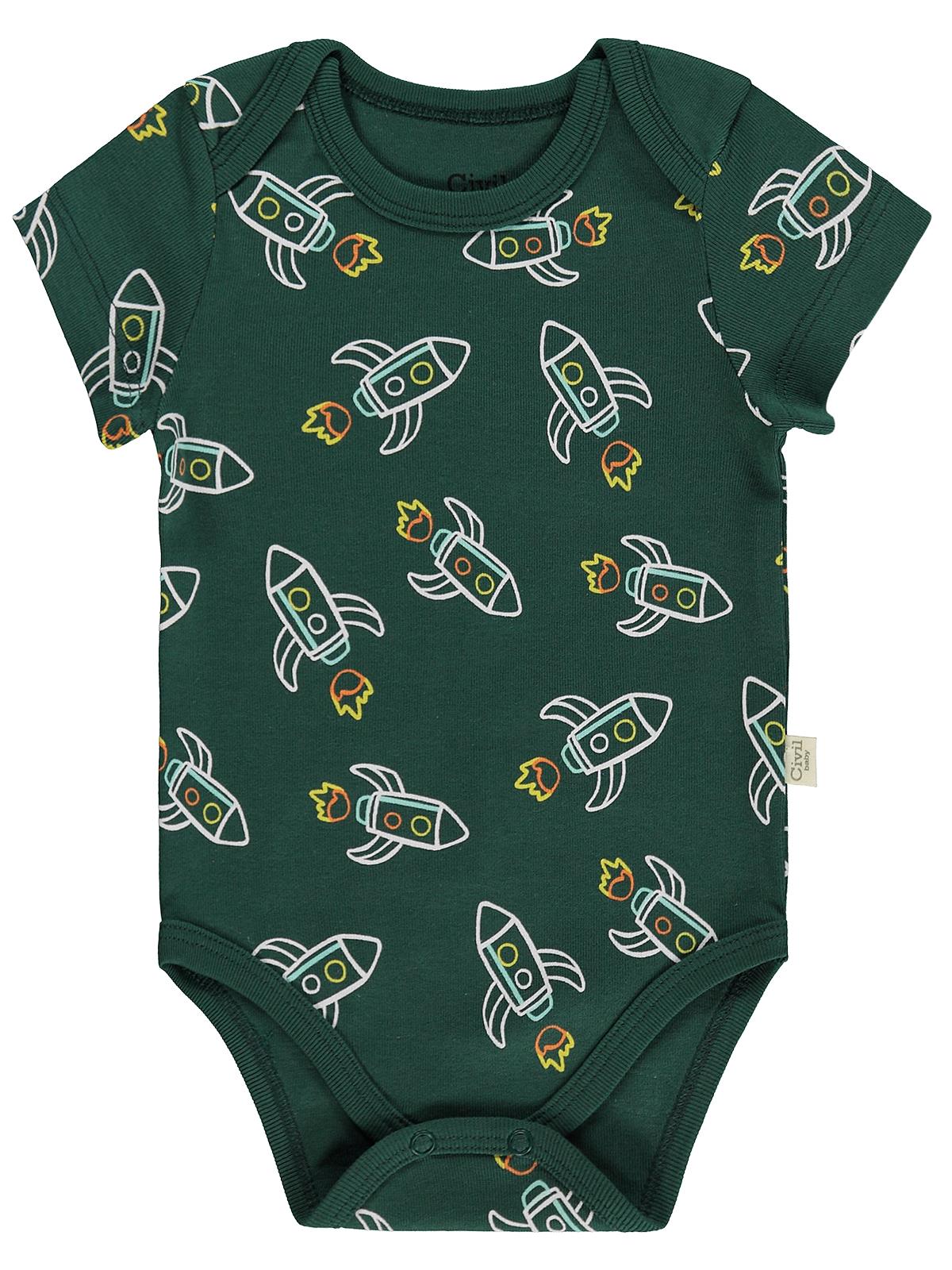 Civil Baby Roket Empirmeli 3 Lü 0-36 Ay Çıtçıtlı Badi - Yeşil