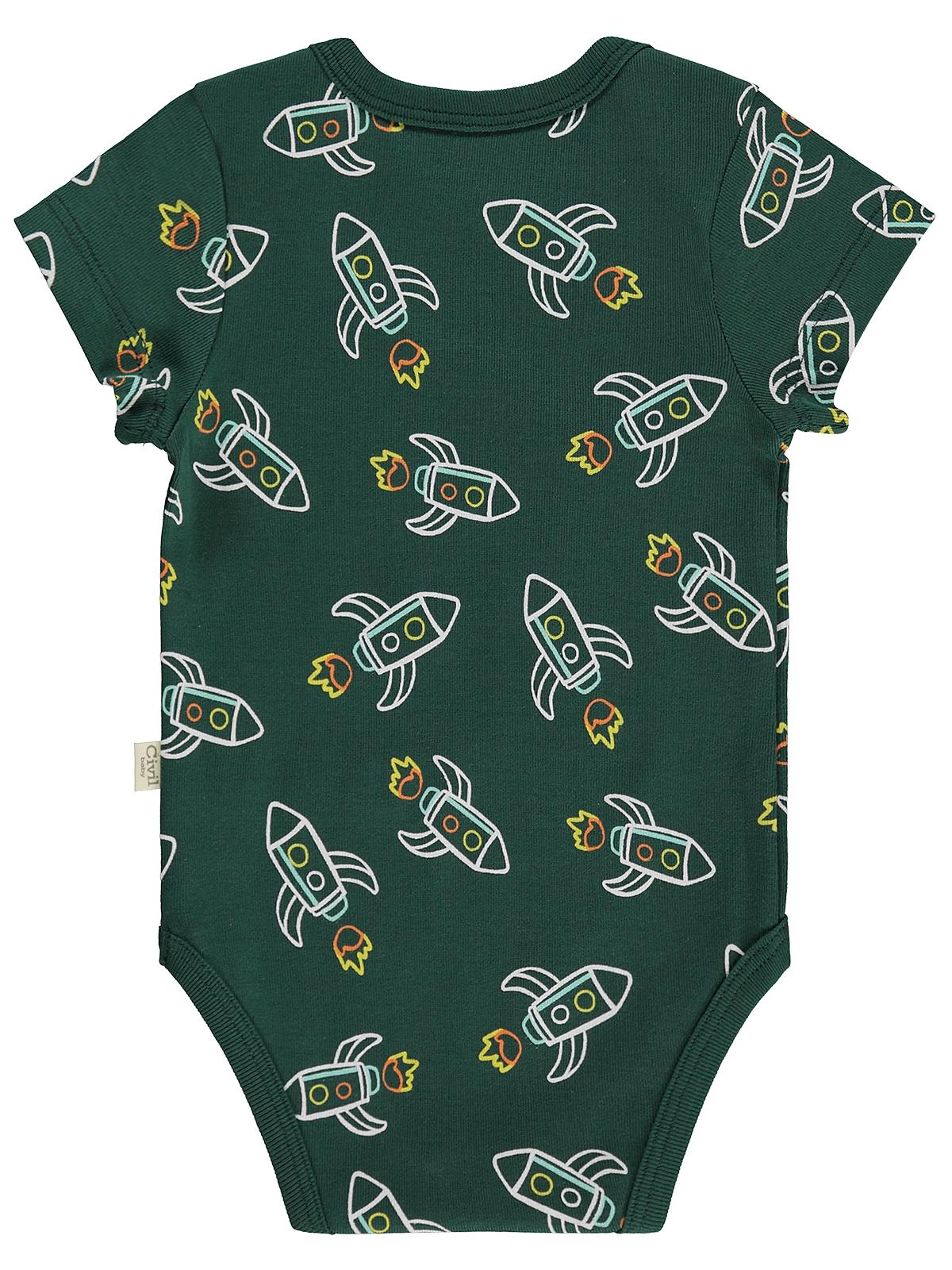 Civil Baby Roket Empirmeli 3 Lü 0-36 Ay Çıtçıtlı Badi - Yeşil