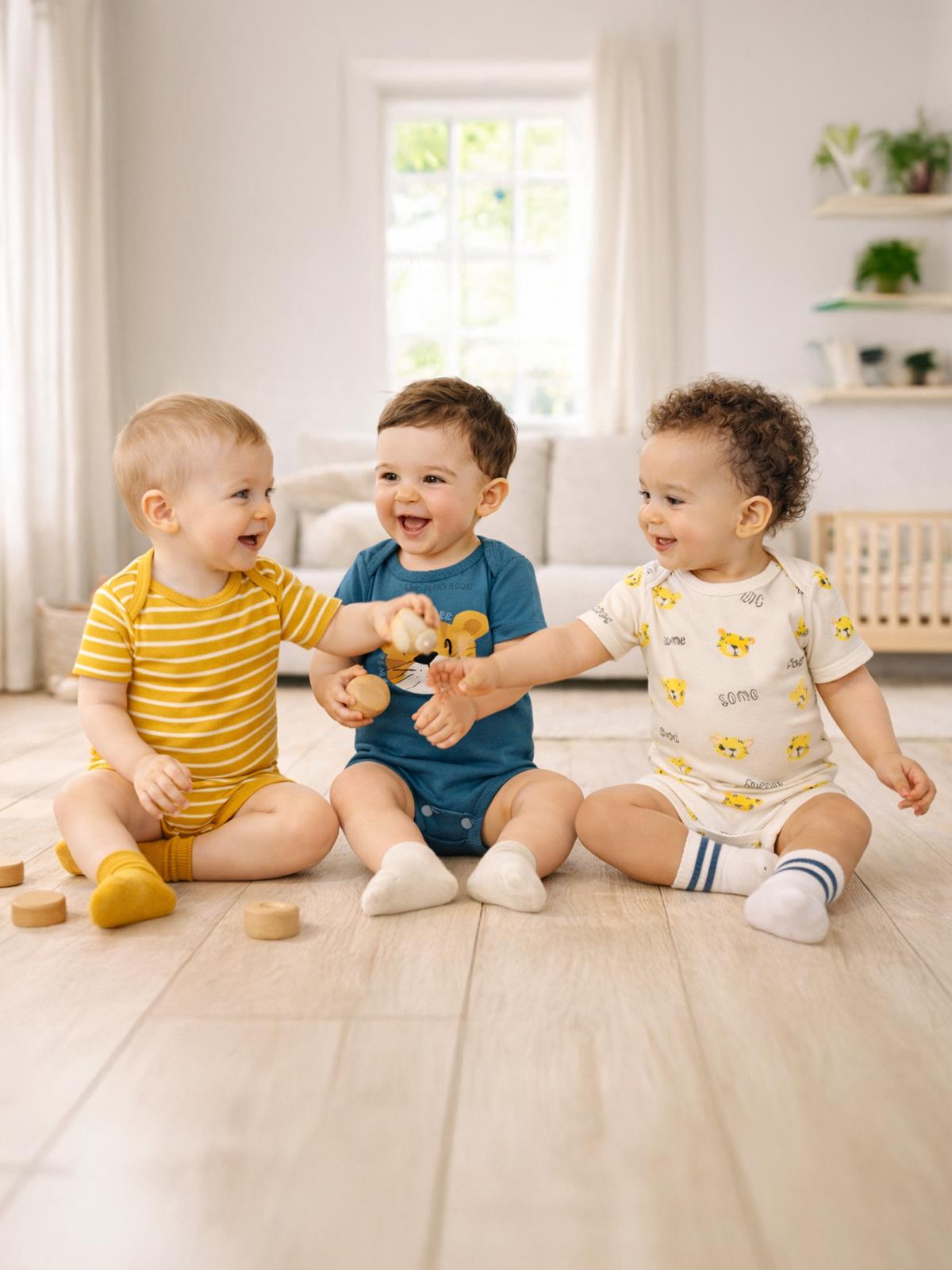 Civil Baby Aslan Empirmeli 3 Lü 0-36 Ay Çıtçıtlı Badi - Hardal