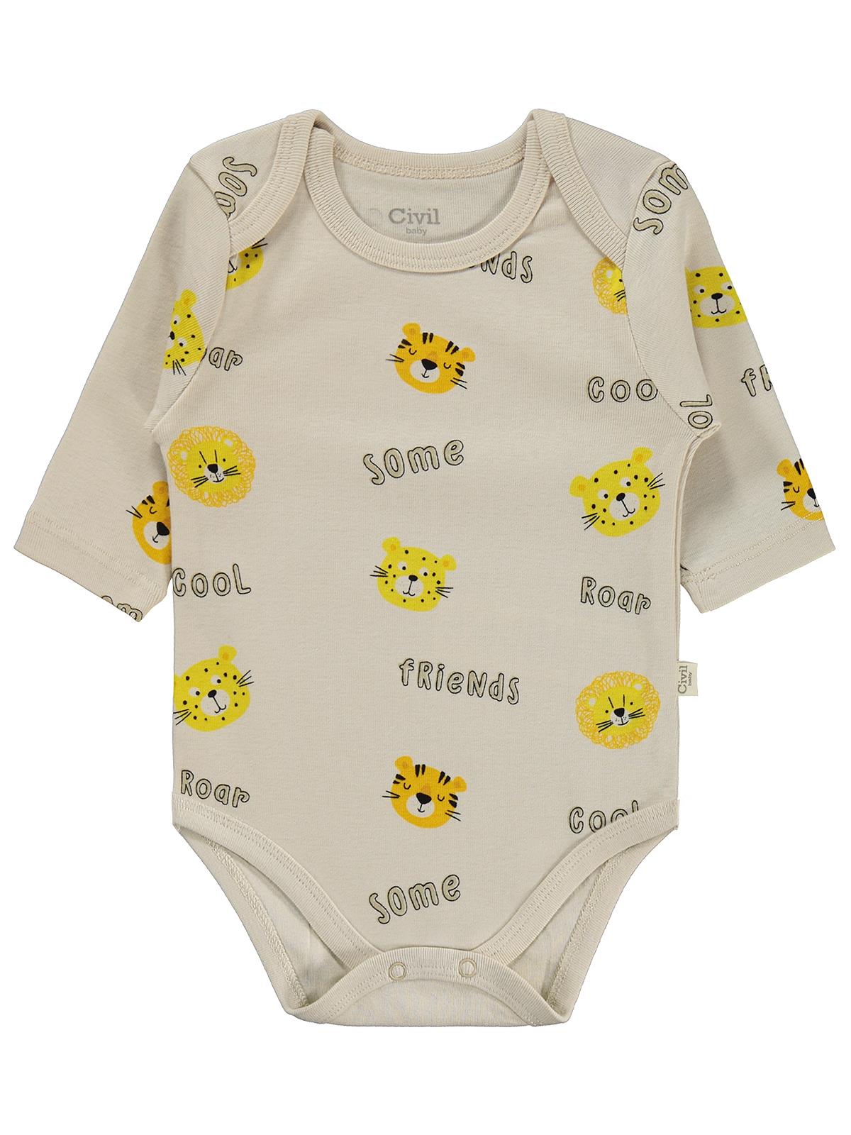 Civil Baby Aslan Empirmeli 3 Lü 0-36 Ay Çıtçıtlı Badi - Hardal