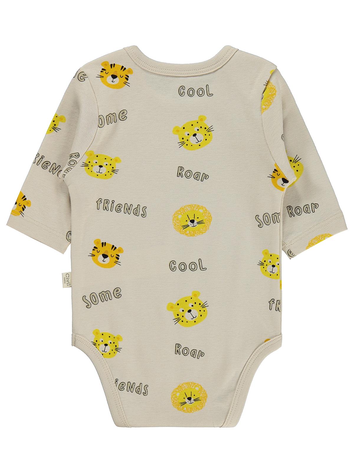 Civil Baby Aslan Empirmeli 3 Lü 0-36 Ay Çıtçıtlı Badi - Hardal