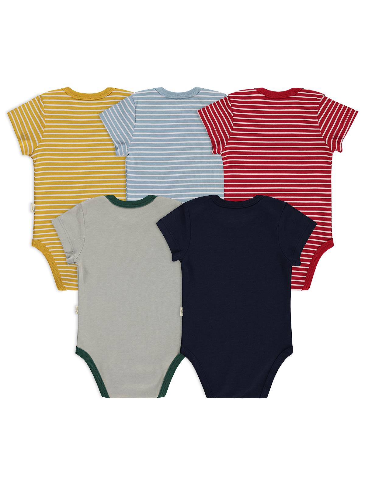 Civil Baby Araç Baskılı Çizgi Empirmeli 5 Li 0-36 Ay Çıtçıtlı Badi - Kırmızı