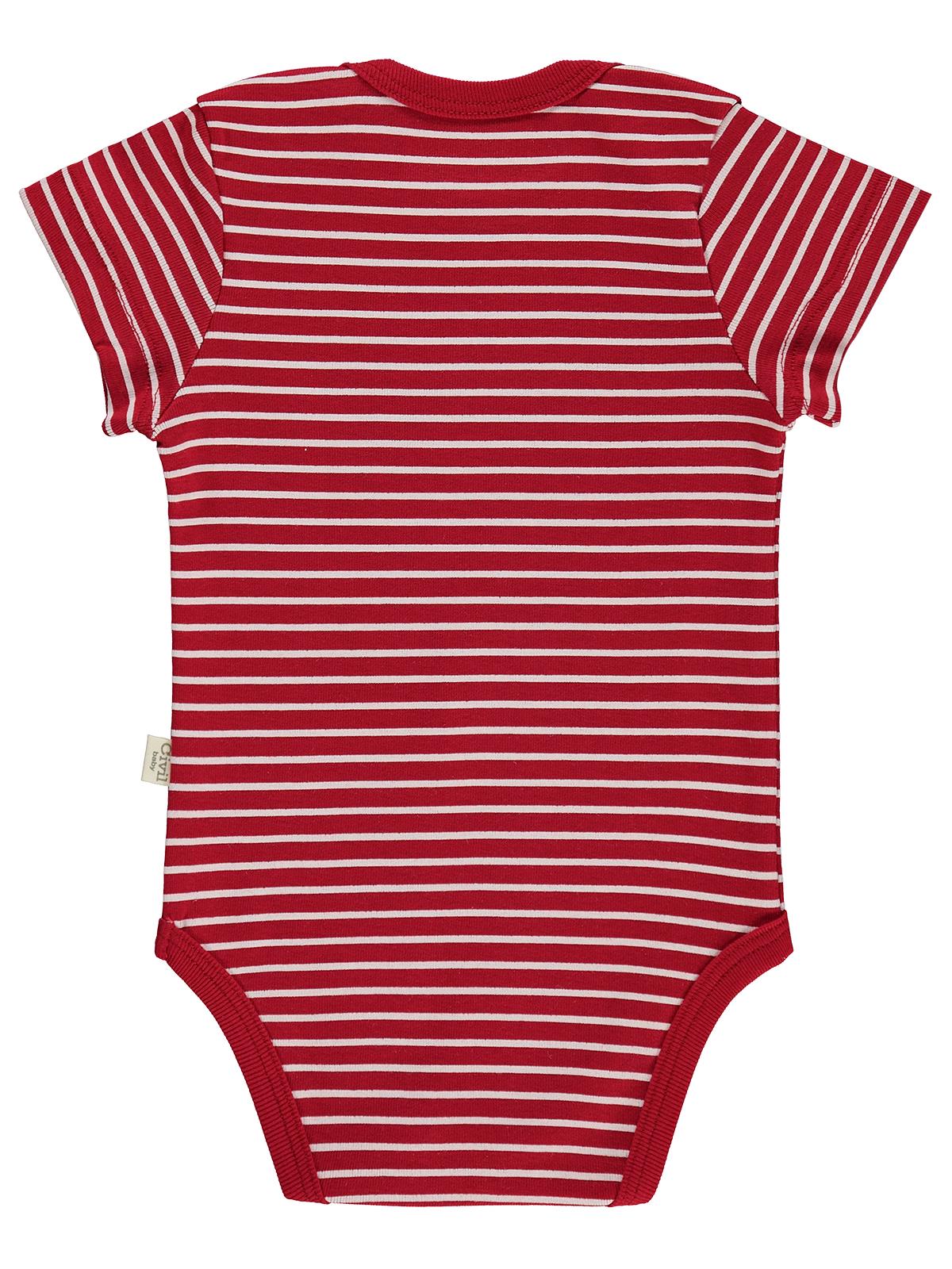Civil Baby Araç Baskılı Çizgi Empirmeli 5 Li 0-36 Ay Çıtçıtlı Badi - Kırmızı