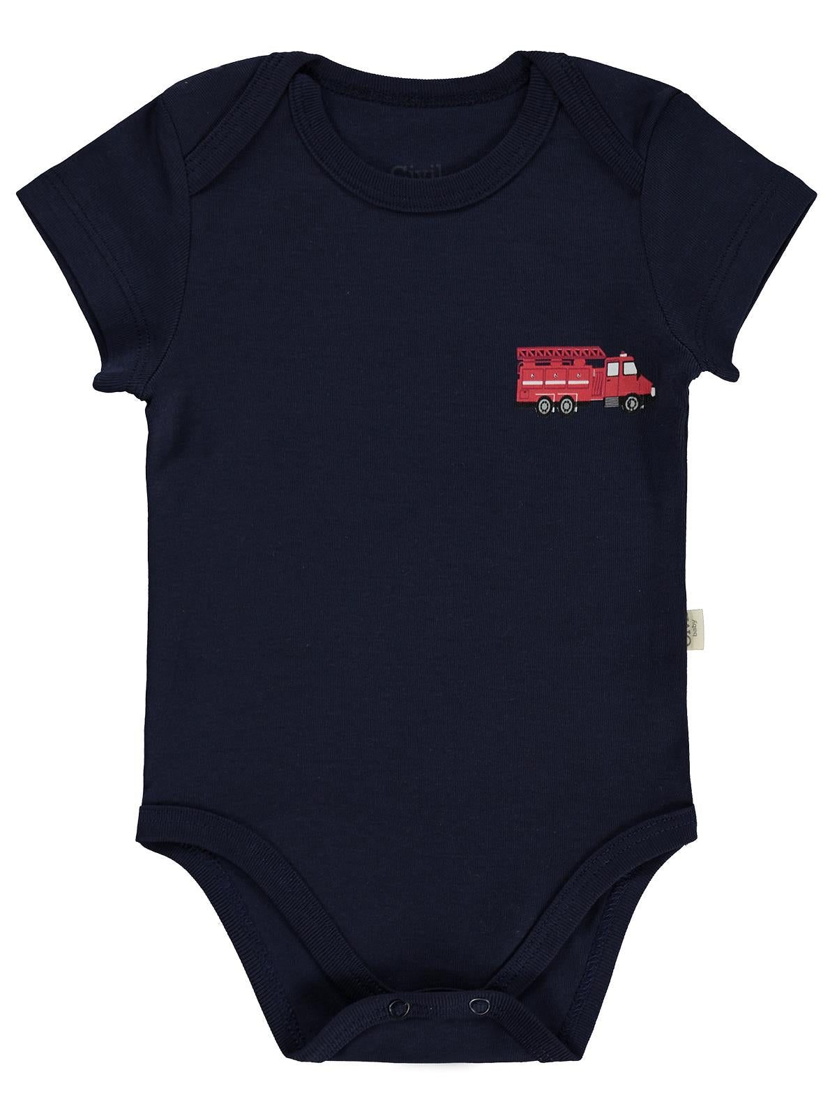 Civil Baby Araç Baskılı Çizgi Empirmeli 5 Li 0-36 Ay Çıtçıtlı Badi - Kırmızı