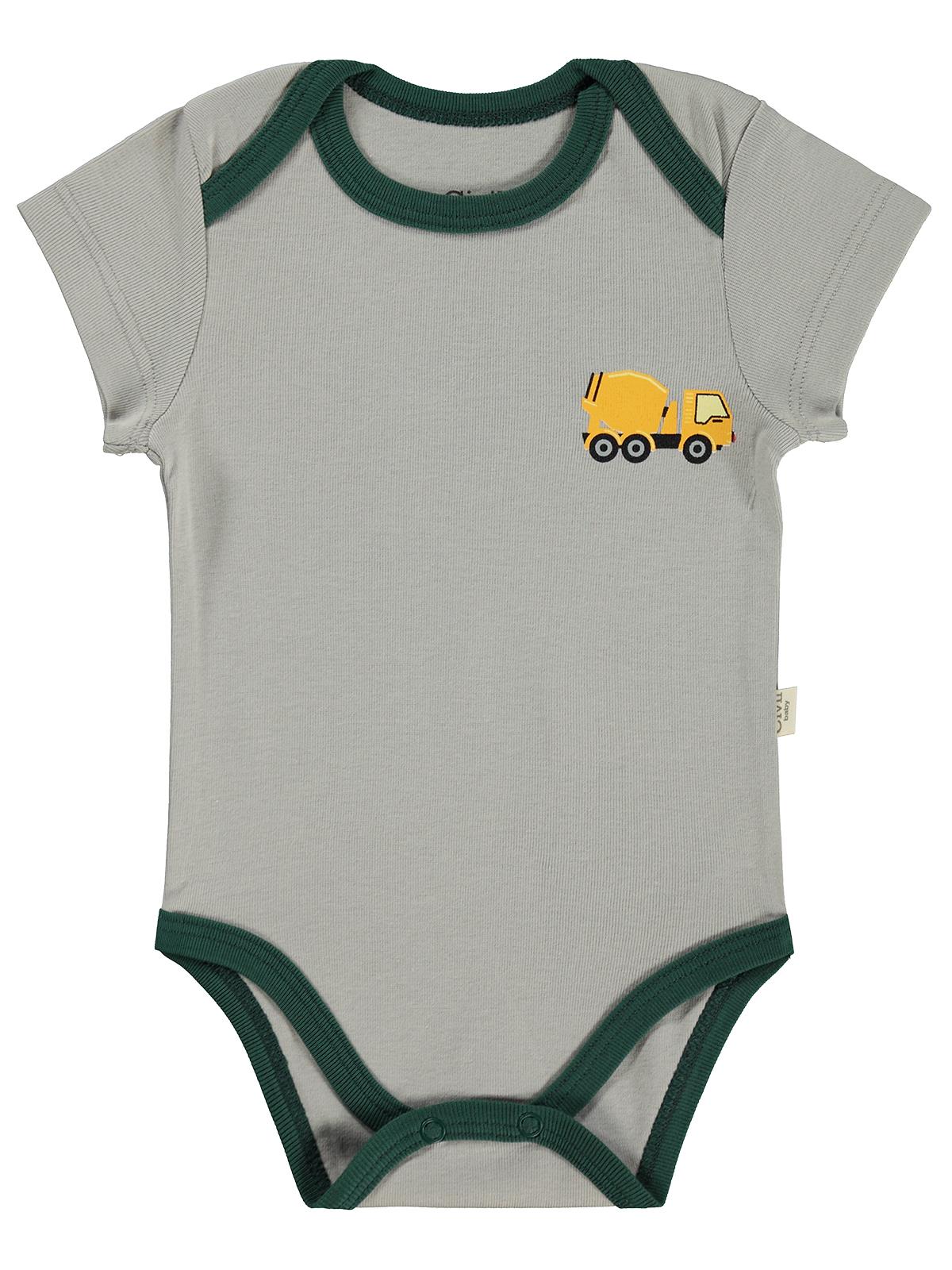 Civil Baby Araç Baskılı Çizgi Empirmeli 5 Li 0-36 Ay Çıtçıtlı Badi - Kırmızı