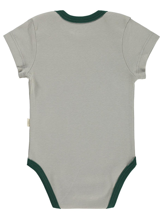 Civil Baby 5 li Araç Baskılı Çizgi Empirmeli Kısa Kol 0-36 Ay Çıtçıtlı Badi - Kırmızı