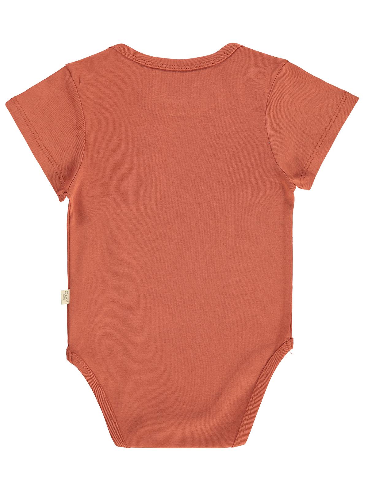 Civil Baby 3 lü Cep Tilki Hayvan Baskılı Kısa Kol 0-36 Ay Çıtçıtlı Badi - Turuncu