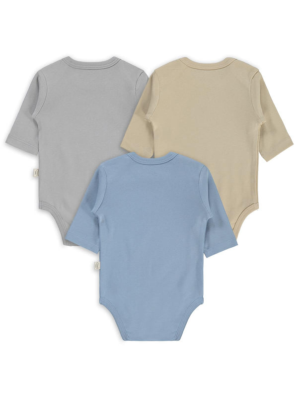 Civil Baby Basıc 3 Lü 0-36 Ay Çıtçıtlı Badi - Kahverengi