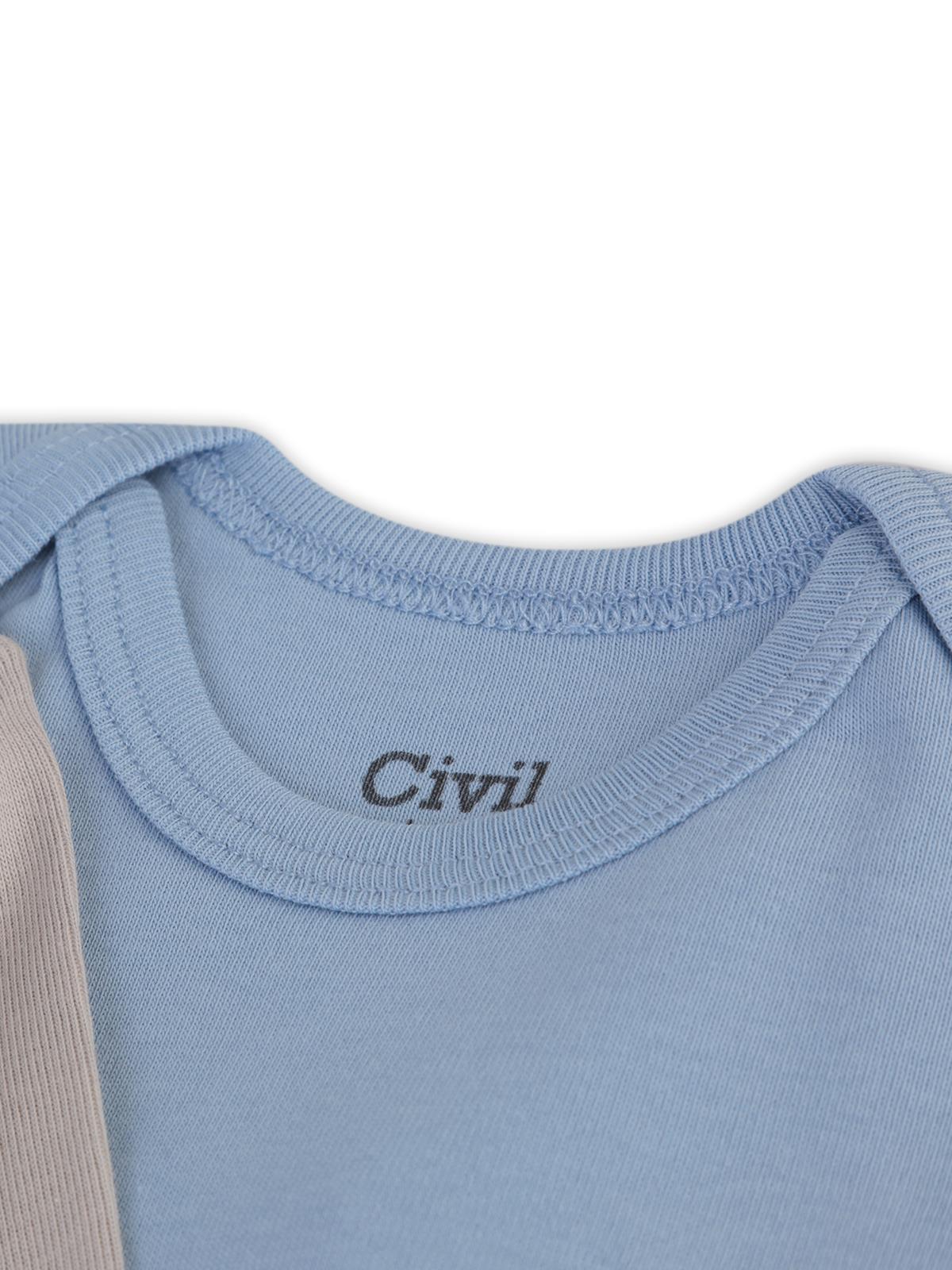 Civil Baby 3 lü Basıc Uzun Kol 0-36 Ay Çıtçıtlı Badi - Kahverengi