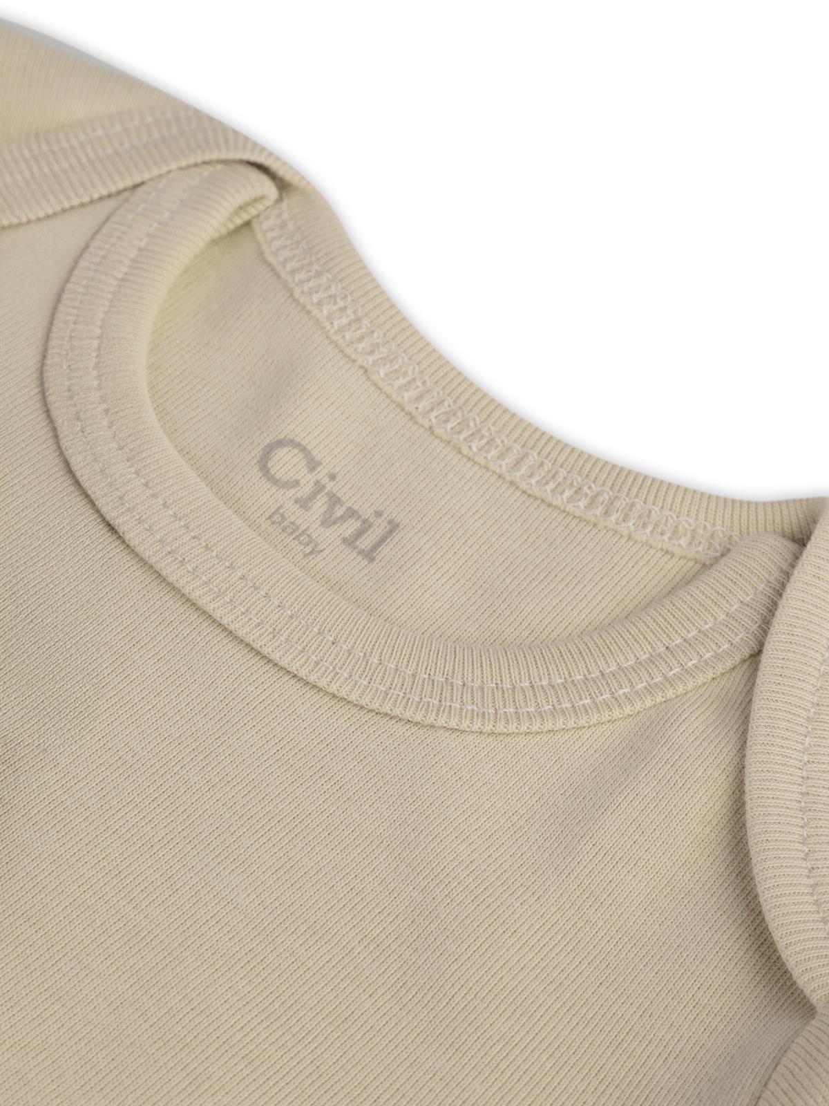 Civil Baby 3 lü Basıc Uzun Kol 0-36 Ay Çıtçıtlı Badi - Kahverengi