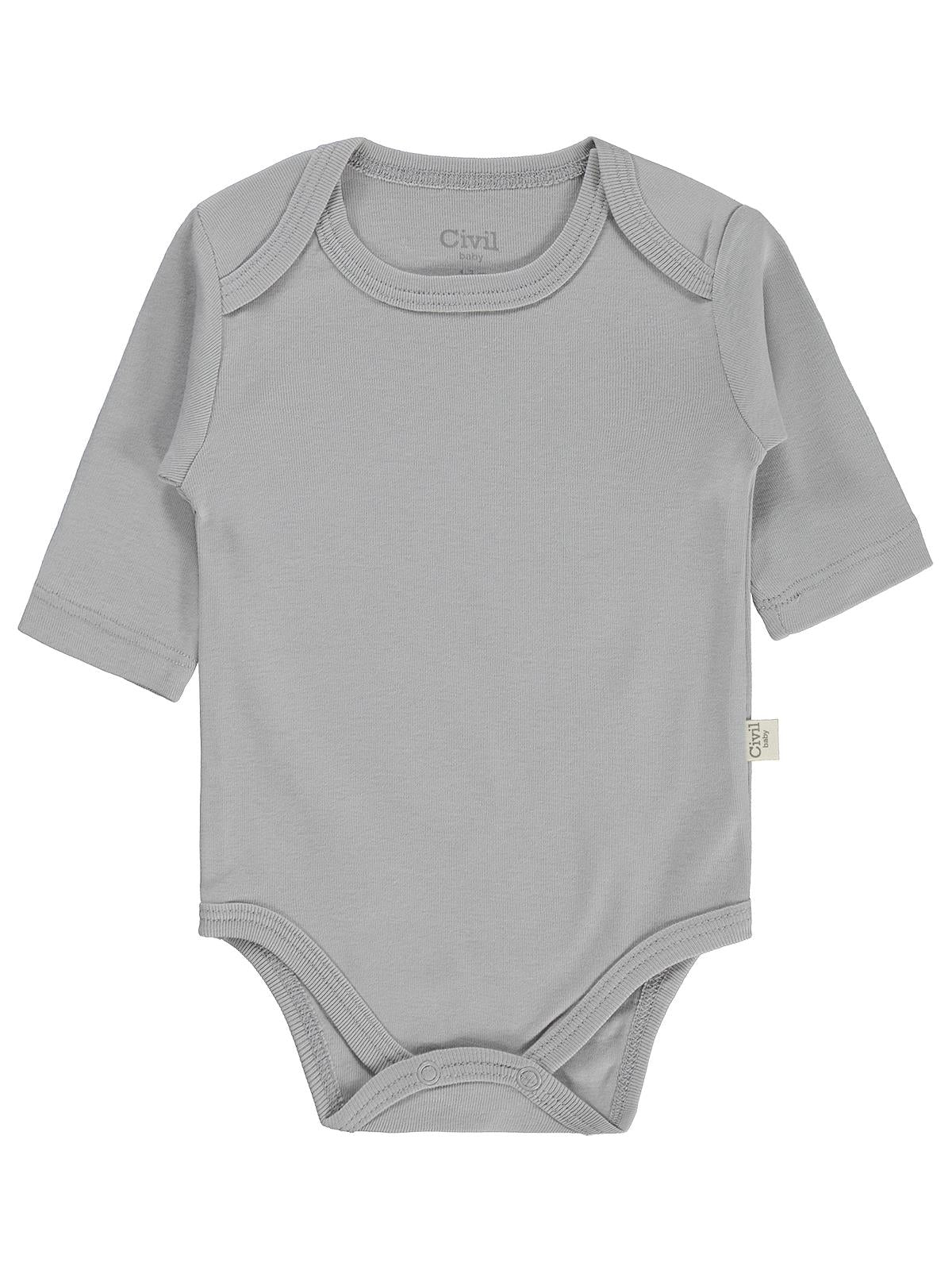 Civil Baby 3 lü Basıc Uzun Kol 0-36 Ay Çıtçıtlı Badi - Kahverengi