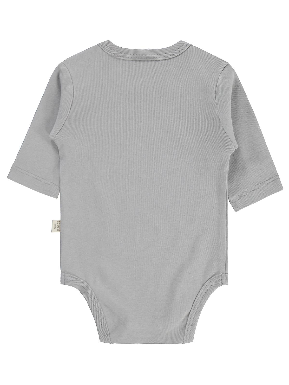 Civil Baby 3 lü Basıc Uzun Kol 0-36 Ay Çıtçıtlı Badi - Kahverengi
