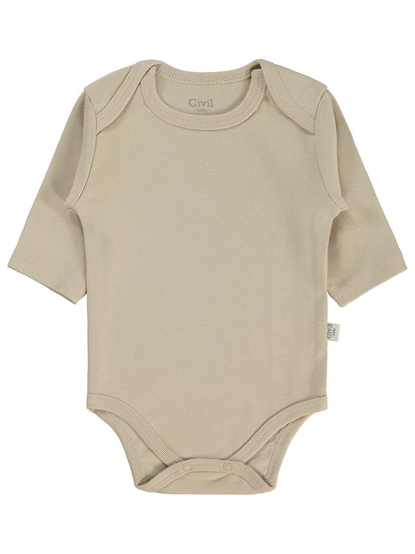 Civil Baby Basıc 3 Lü 0-36 Ay Çıtçıtlı Badi - Kahverengi
