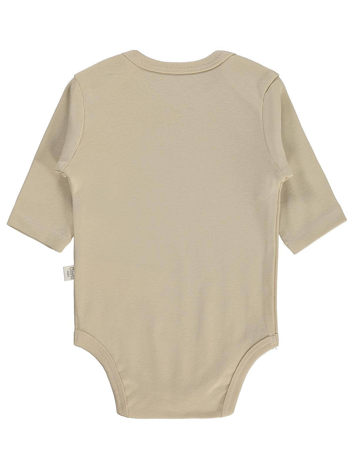 Civil Baby 3 lü Basıc Uzun Kol 0-36 Ay Çıtçıtlı Badi - Kahverengi