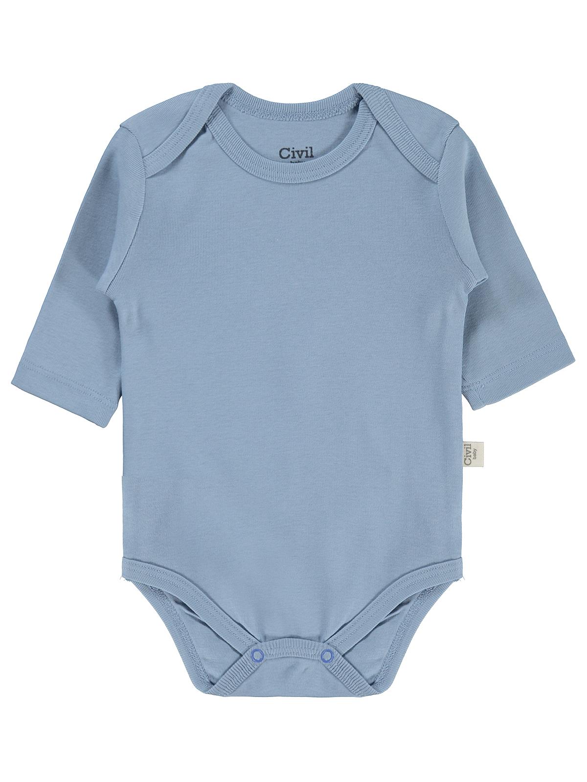 Civil Baby 3 lü Basıc Uzun Kol 0-36 Ay Çıtçıtlı Badi - Kahverengi