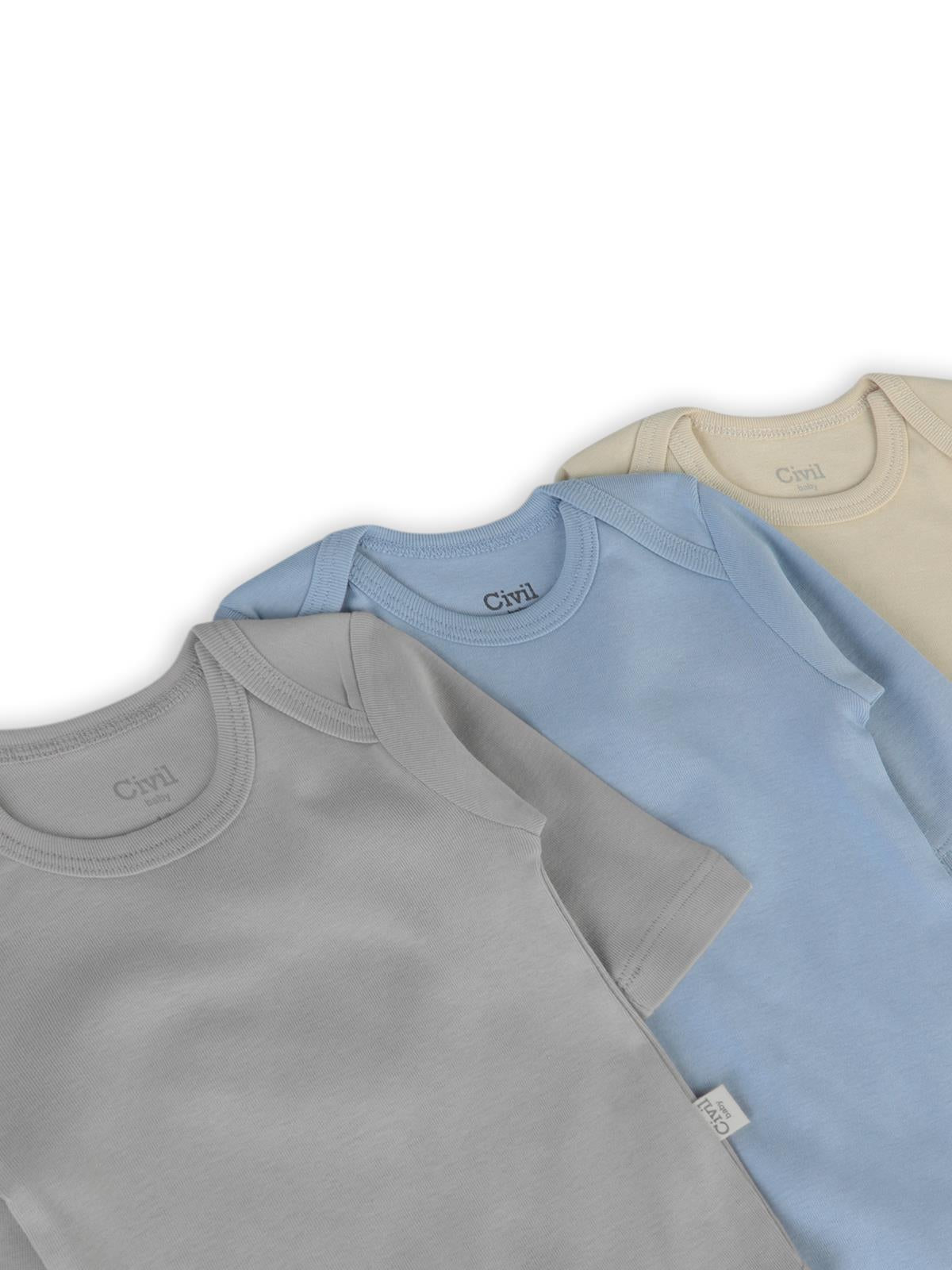 Civil Baby 3 lü Basıc Uzun Kol 0-36 Ay Çıtçıtlı Badi - Kahverengi