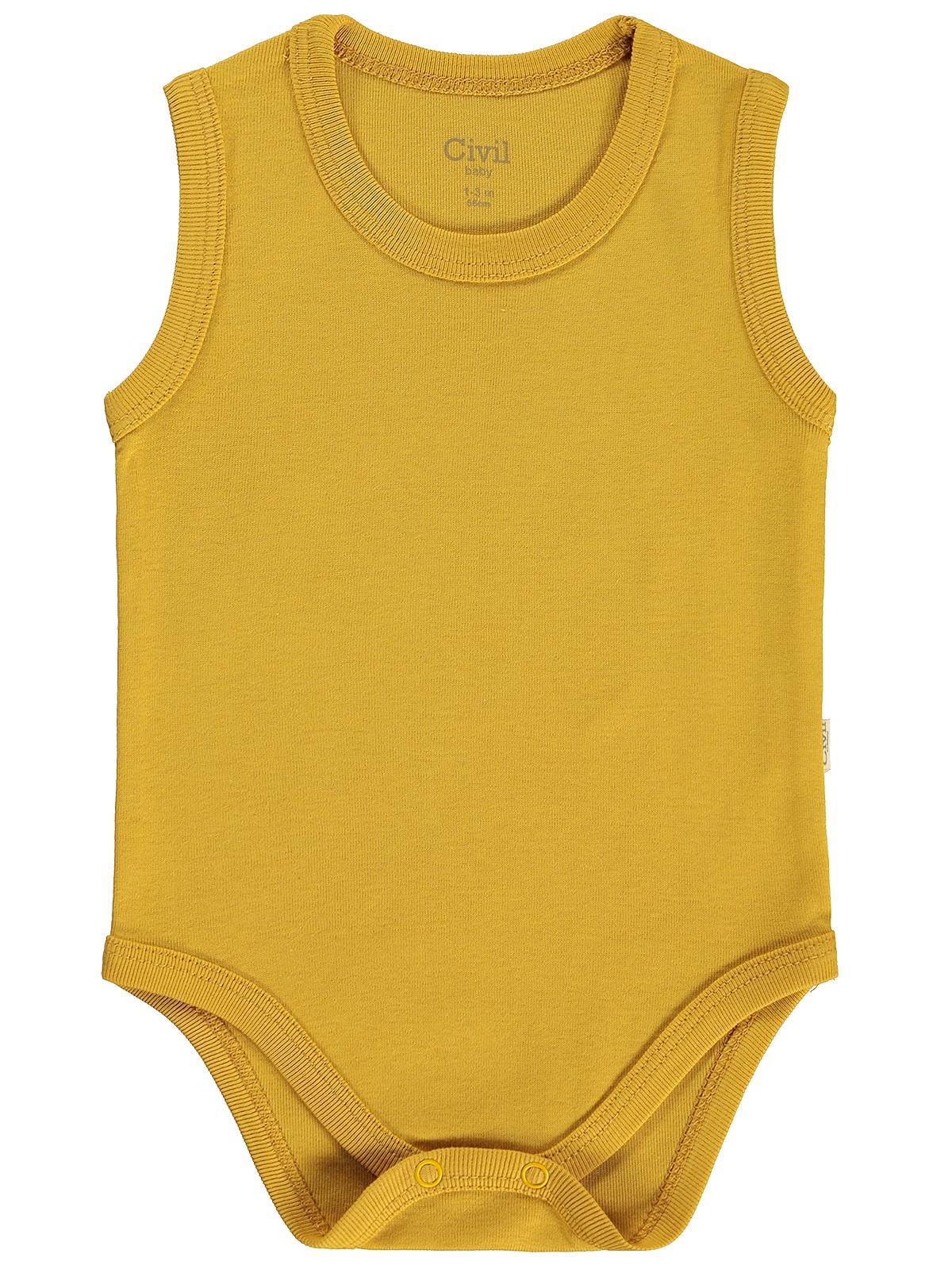 Civil Baby 3 lü Ayıcık Empirmeli Sıfır Kol 0-36 Ay Çıtçıtlı Badi - Bej