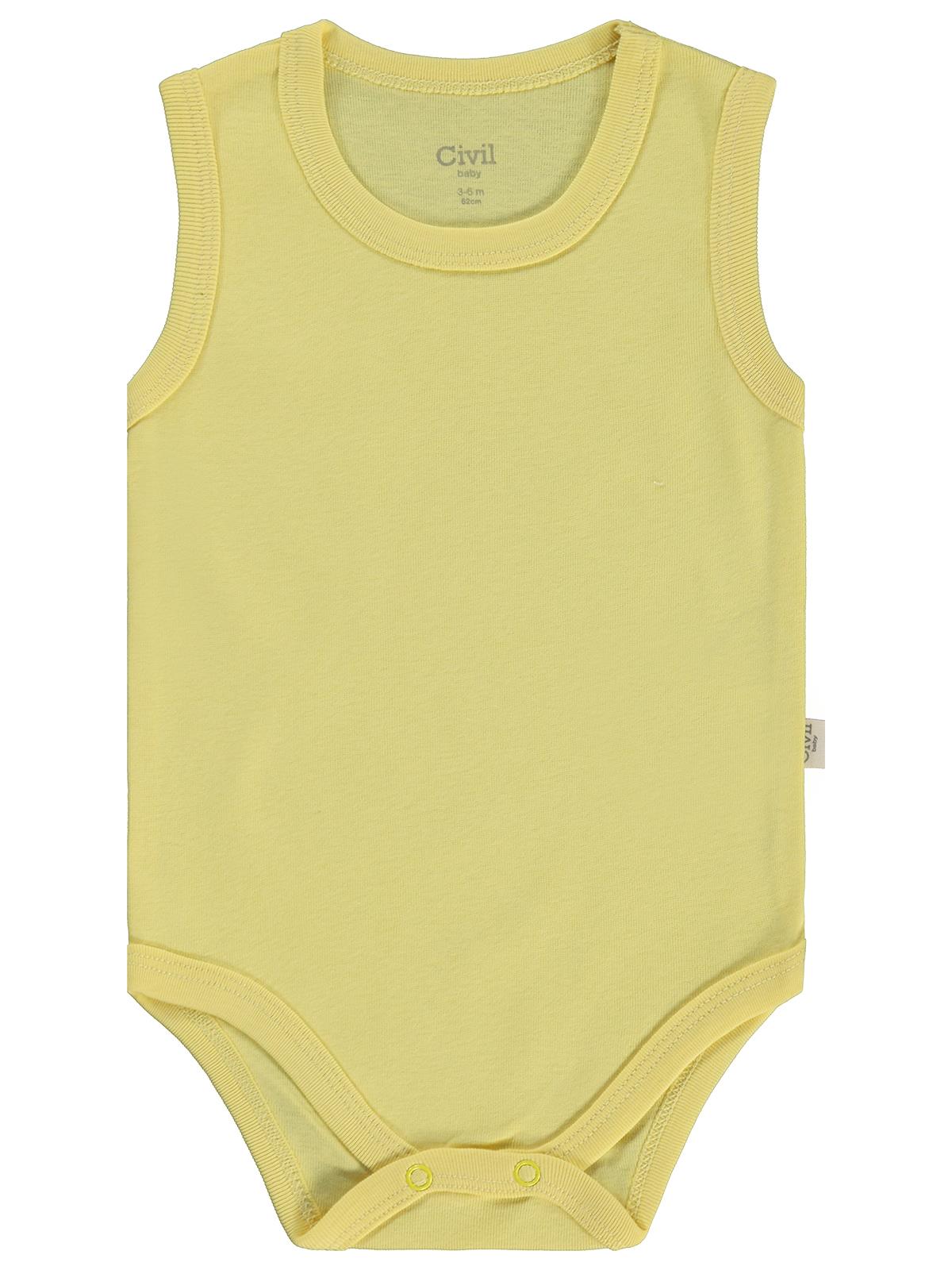 Civil Baby 3 lü Basıc Sıfır Kol 0-36 Ay Çıtçıtlı Badi - Bej