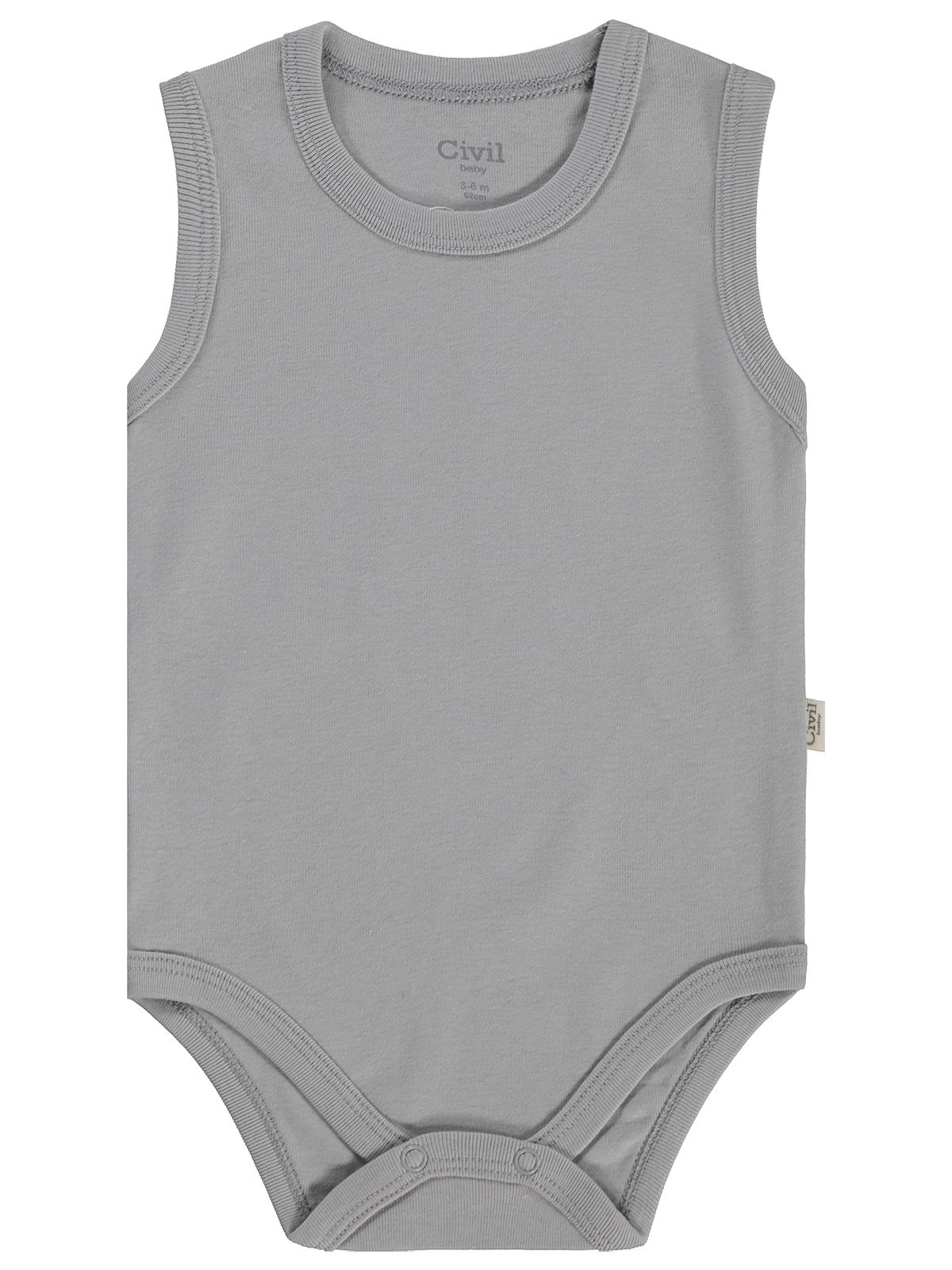 Civil Baby 3 lü Basıc Sıfır Kol 0-36 Ay Çıtçıtlı Badi - Bej