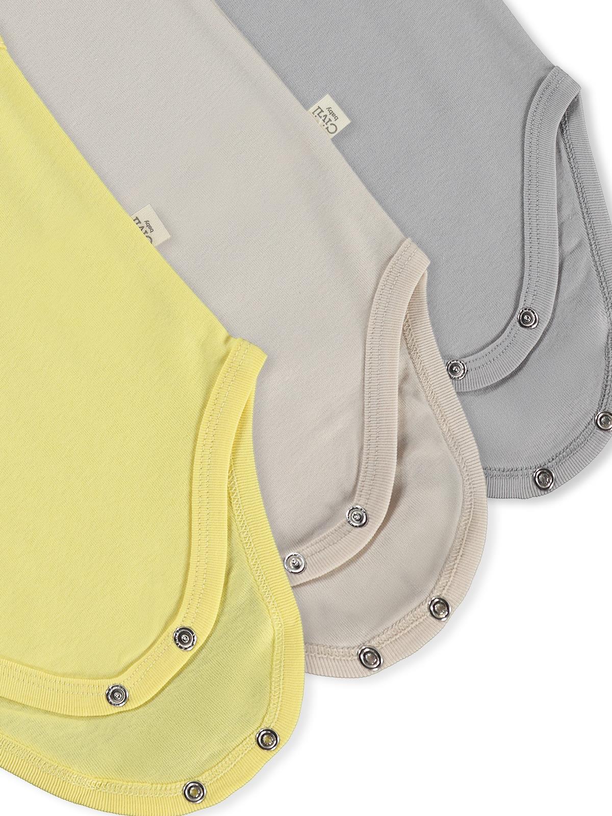 Civil Baby 3 lü Basıc Sıfır Kol 0-36 Ay Çıtçıtlı Badi - Bej