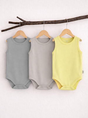 Civil Baby 3 lü Basıc Sıfır Kol 0-36 Ay Çıtçıtlı Badi - Bej