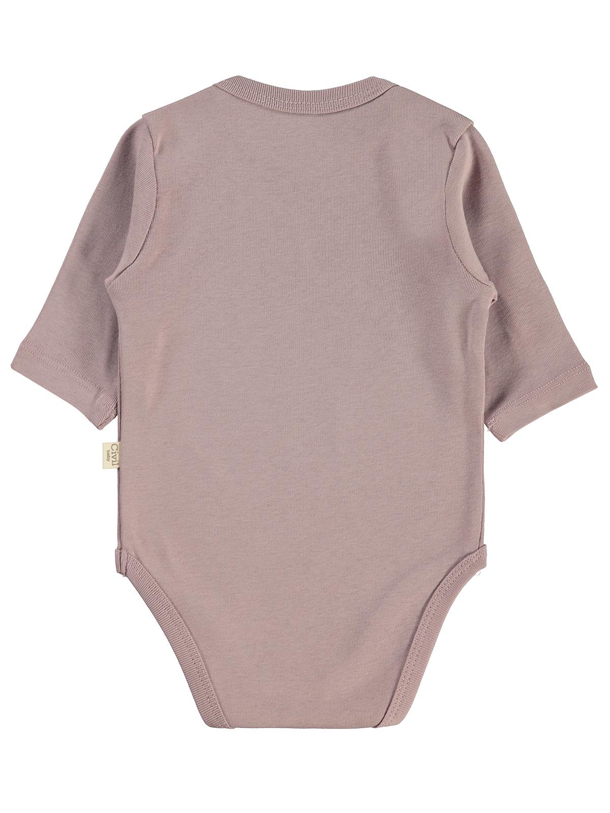 Civil Baby 3 lü Ayıcık Empirmeli Uzun Kol 0-36 Ay Çıtçıtlı Badi - Bej