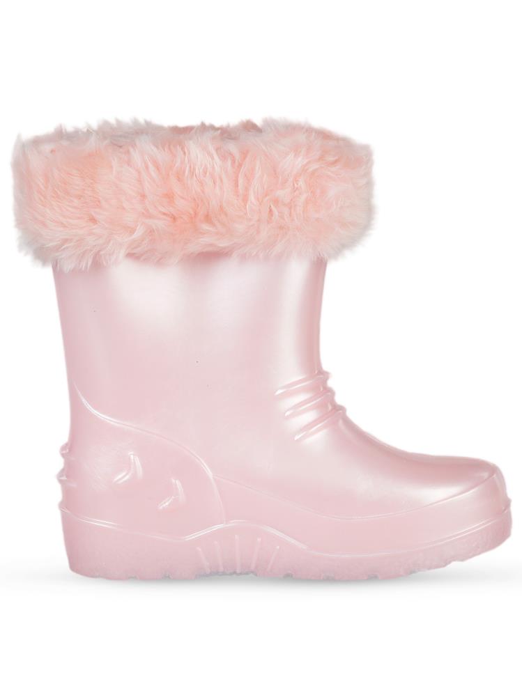 Civil Boots Kürklü 30-36 Numara Yağmur Çizmesi - Pudra