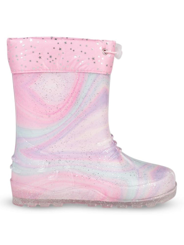 Civil Boots Simli Batik 30-36  Numara Yağmur Çizmesi - Pembe