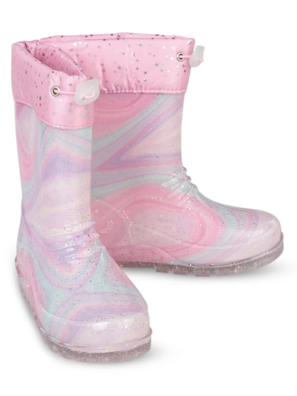Civil Boots Simli Batik 30-36  Numara Yağmur Çizmesi - Pembe