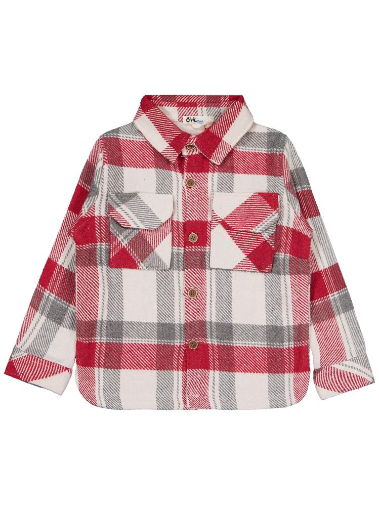 Civil Boys Çift Cepli Ekoseli 2-5 Yaş Gömlek - Kırmızı