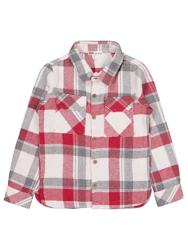 Civil Boys Çift Cepli Ekoseli 6-9 Yaş Gömlek - Kırmızı