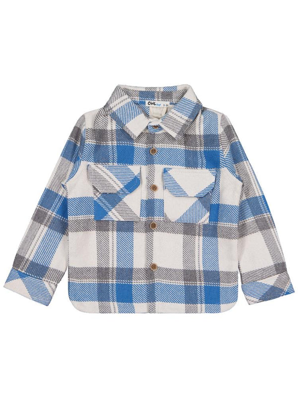 Civil Boys Çift Cepli Ekoseli 2-5 Yaş Gömlek - Mavi