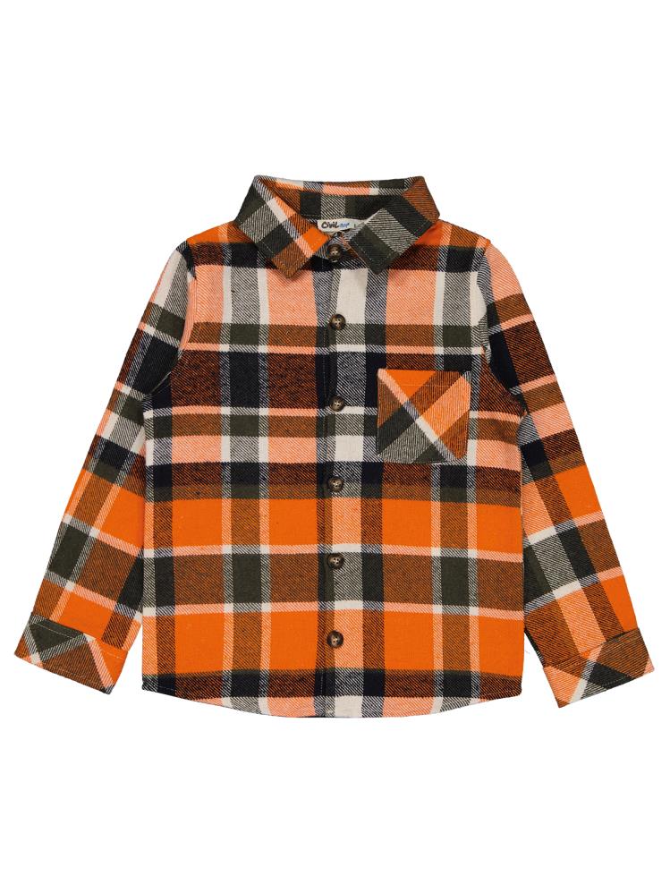 Civil Boys Tek Cepli Ekoseli 6-9 Yaş Gömlek - Turuncu