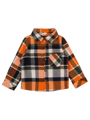 Civil Boys Tek Cepli Ekoseli 2-5 Yaş Gömlek - Turuncu