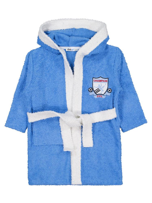Civil Boys Cepli Nakışlı 4-10 Yaş Bornoz - Mavi
