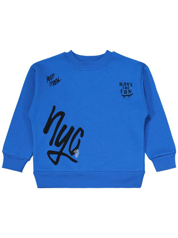 Civil Boys Nyc Baskılı 6-9 Yaş Eşofman Takımı - Mavi