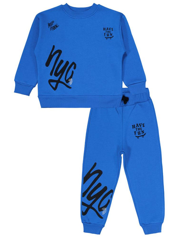 Civil Boys Nyc Baskılı 6-9 Yaş Eşofman Takımı - Mavi