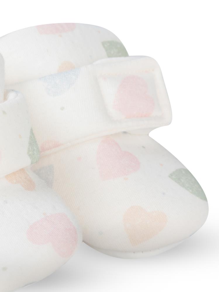 Civil Baby Cırtlı Kalp Desenli 17-19 Numara Patik - Ekru