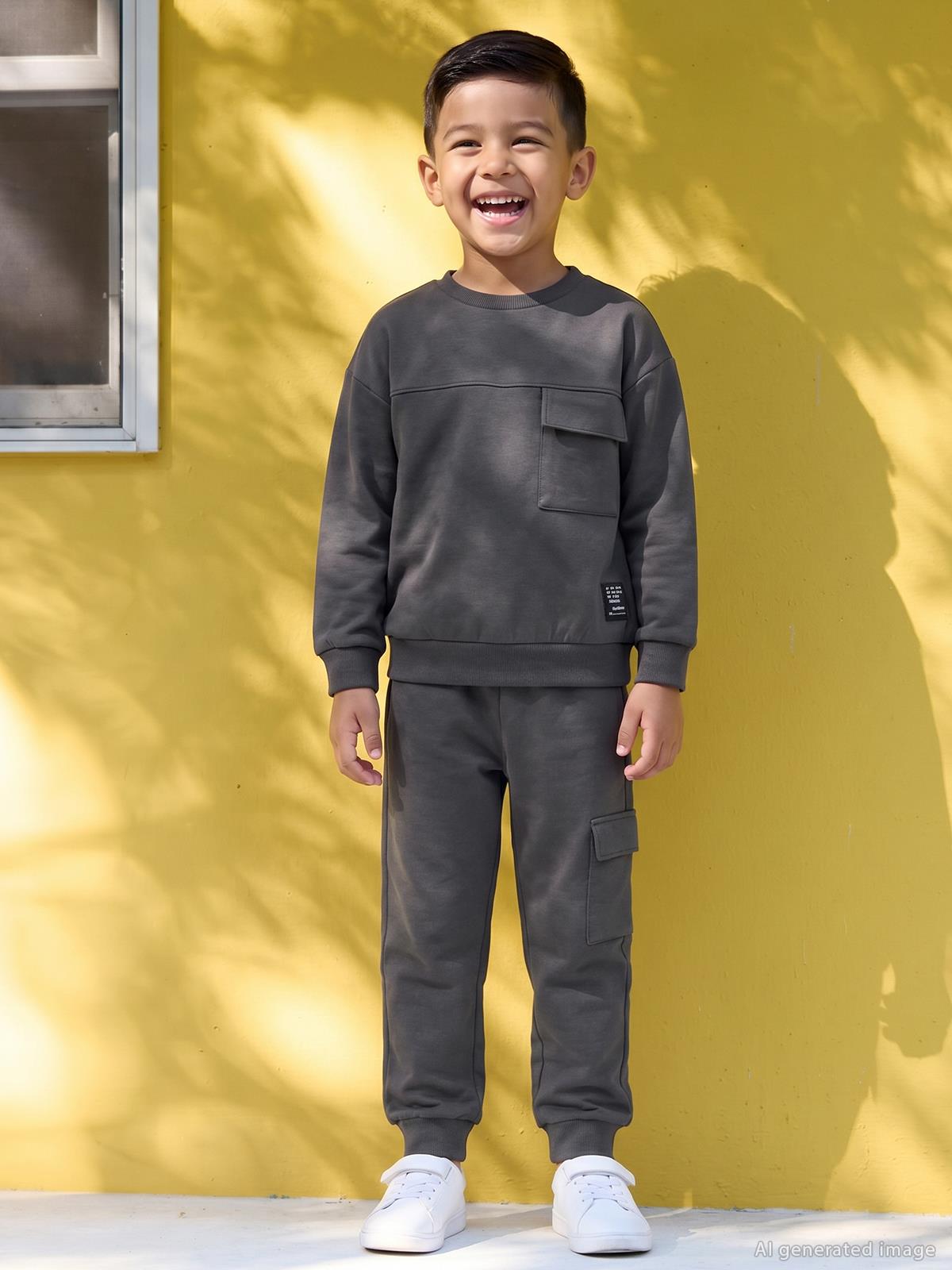 Civil Boys Kargo Cepli 2-5 Yaş Eşofman Takımı - Gri