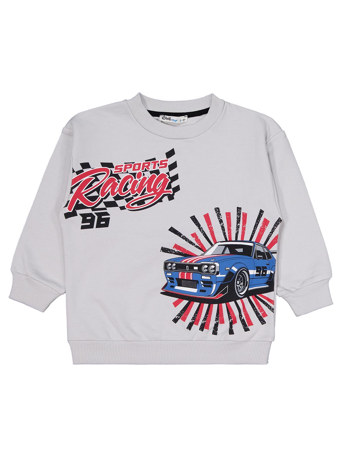 Civil Erkek Çocuk Racing Baskılı Eşofman Takımı | 2 İp - 2 İp | Okul Kreş ve Günlük Kullanım - Gri