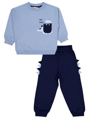 Civil Boys Dinozor Baskılı 2-5 Yaş Eşofman Takımı - Mavi