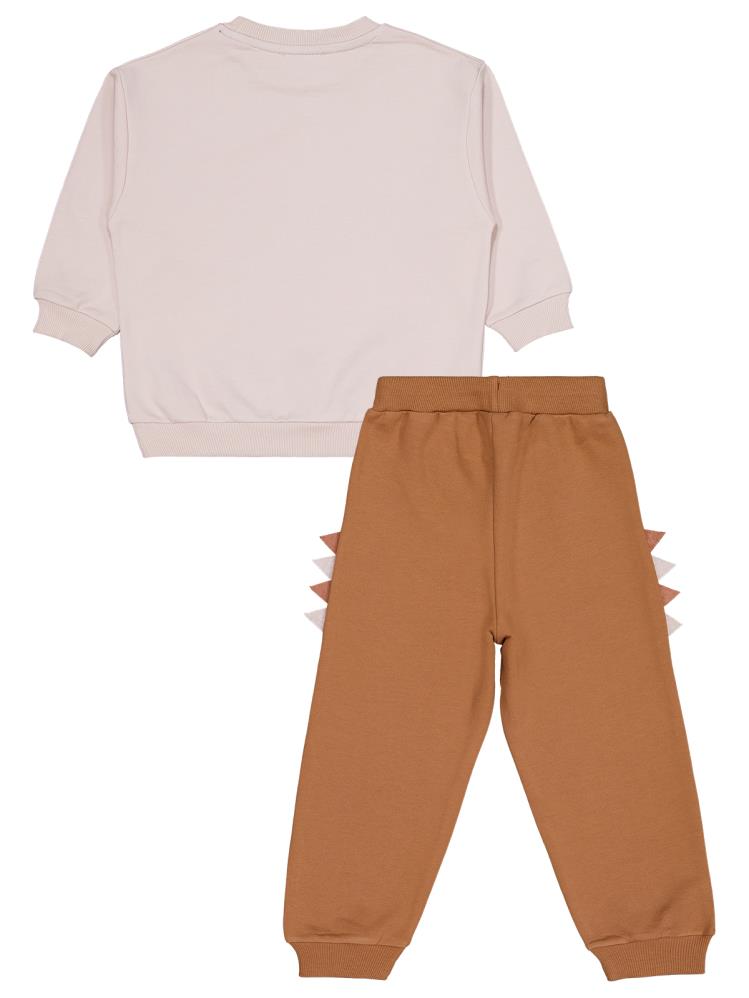 Civil Boys Dinozor Baskılı 2-5 Yaş Eşofman Takımı - Bej