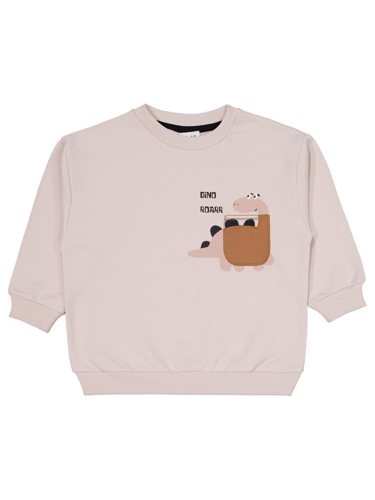 Civil Boys Dinozor Baskılı 2-5 Yaş Eşofman Takımı - Bej