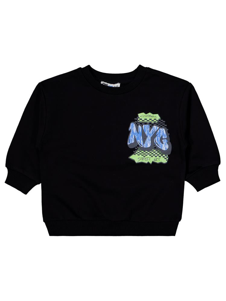 Civil Boys NYC Baskılı 2-5 Yaş Eşofman Takımı - Siyah