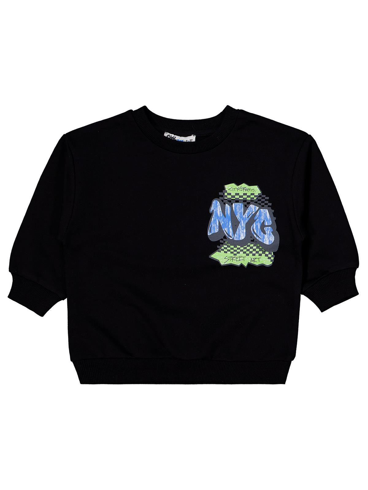 Civil Boys NYC Baskılı 2-5 Yaş Eşofman Takımı - Siyah