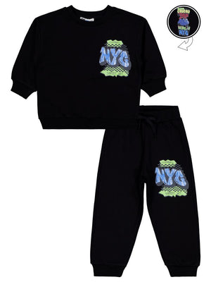 Civil Boys NYC Baskılı 2-5 Yaş Eşofman Takımı - Siyah
