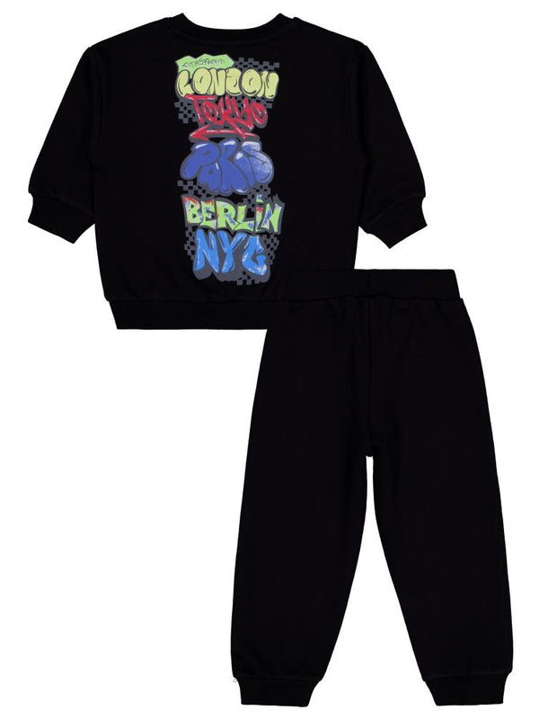 Civil Boys NYC Baskılı 2-5 Yaş Eşofman Takımı - Siyah