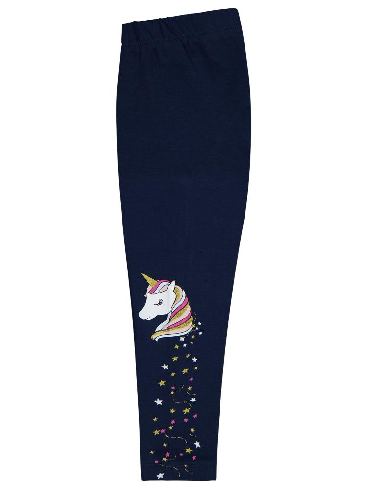 Civil Girls Unicorn Baskılı 2-5 Yaş Tayt - Lacivert
