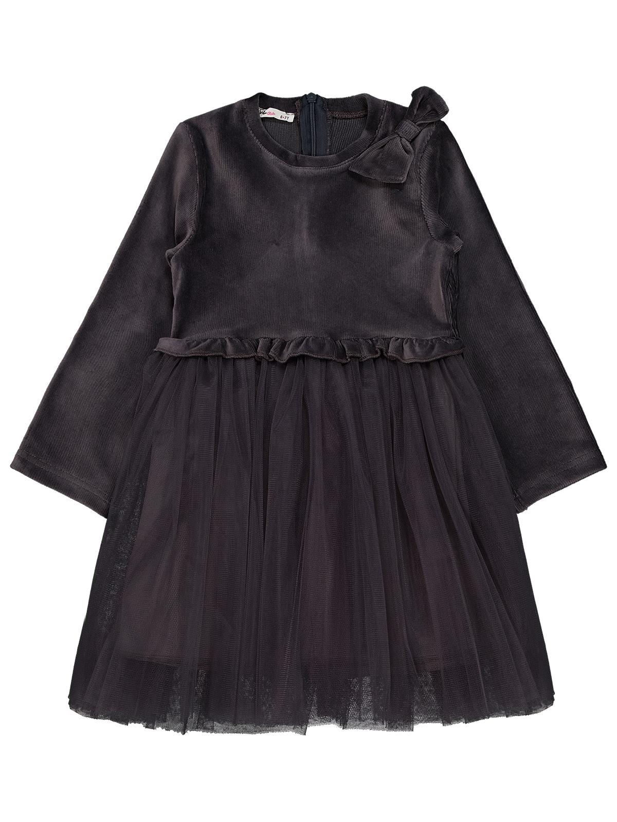 Civil Girls Fiyonklu 6-9 Yaş Elbise - Gri